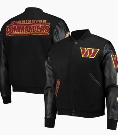 NFL Washington Commanders Black Letterman Jacket