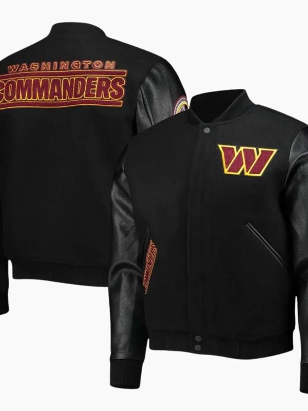 NFL Washington Commanders Black Letterman Jacket