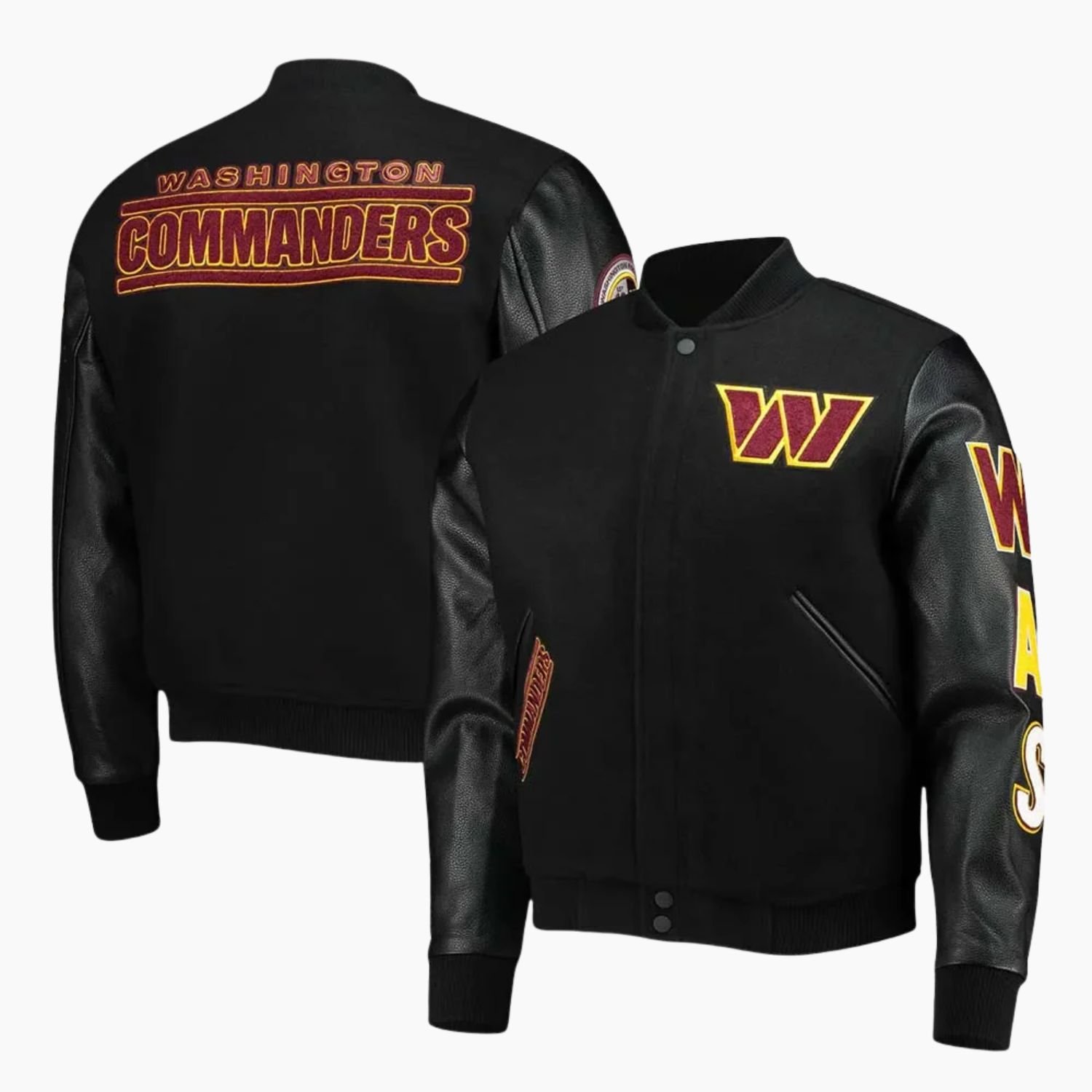 NFL Washington Commanders Black Letterman Jacket NFL Washington Commanders Black Letterman Jacket