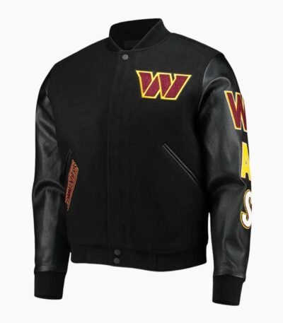 NFL Washington Commanders Black Letterman Jacket