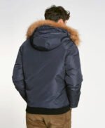 Non Detachable Hood Navy Blue Jacket