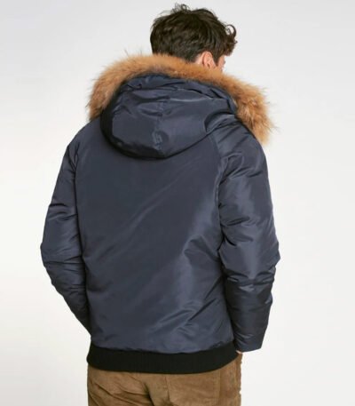 Non Detachable Hood Navy Blue Jacket