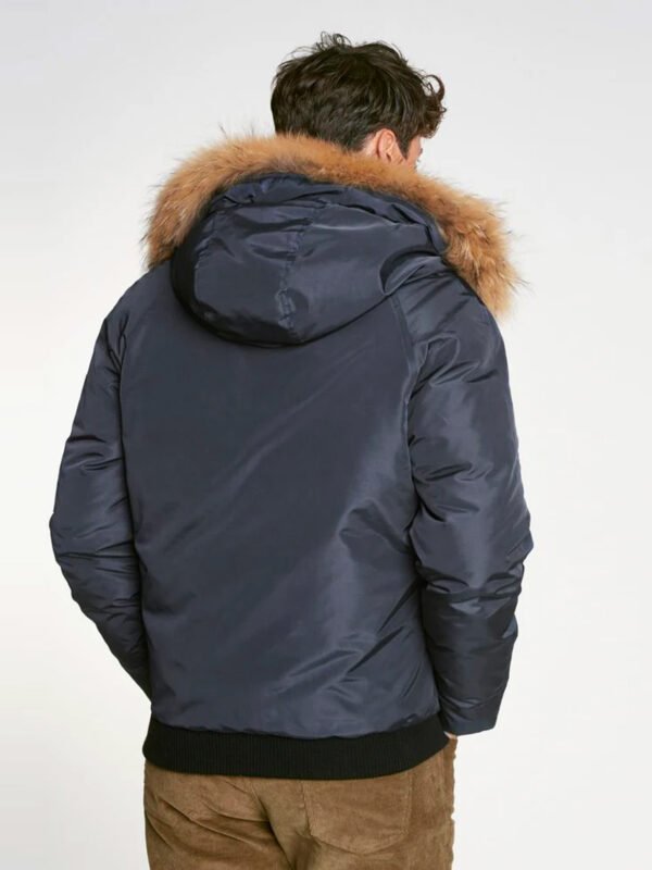 Non Detachable Hood Navy Blue Jacket