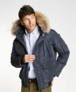 Non Detachable Hood Navy Blue Jacket