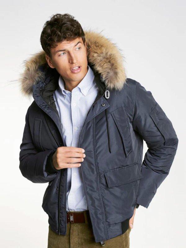 Non Detachable Hood Navy Blue Jacket