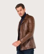 Original Horizontal Vertical Zipper Brown Leather Jacket