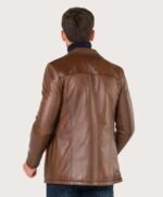 Original Horizontal Vertical Zipper Brown Leather Jacket