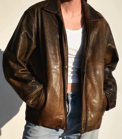 Oversized Elegant Women Vintage Leather Jacket