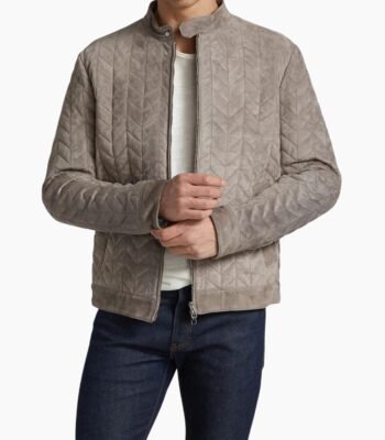 Padded Real Suede Biker Leather Jacket
