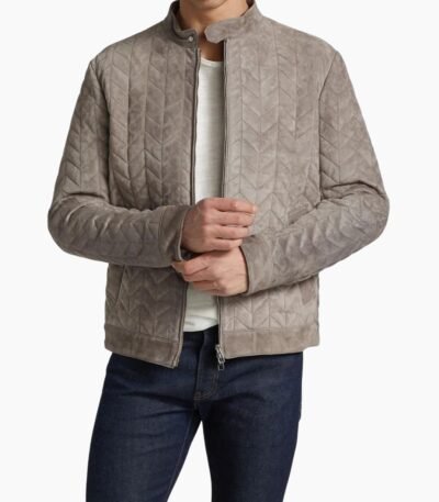 Padded Real Suede Biker Leather Jacket