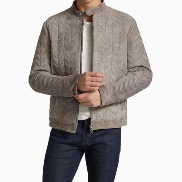 Padded Real Suede Biker Leather Jacket