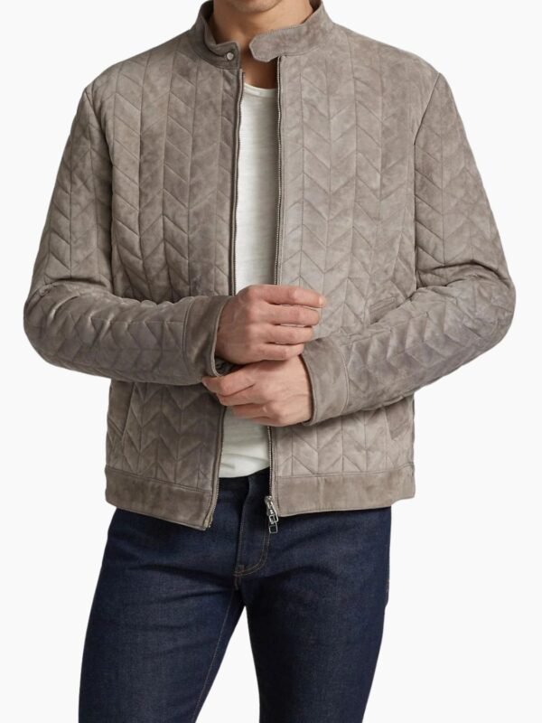 Padded Real Suede Biker Leather Jacket
