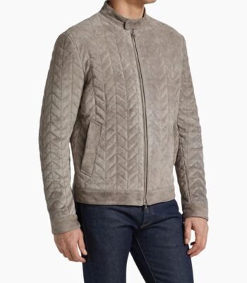 Padded Real Suede Biker Leather Jacket