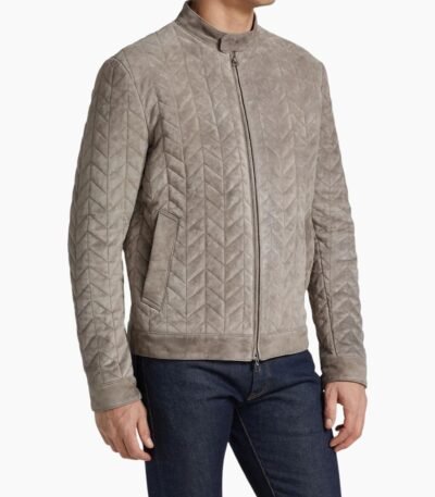 Padded Real Suede Biker Leather Jacket