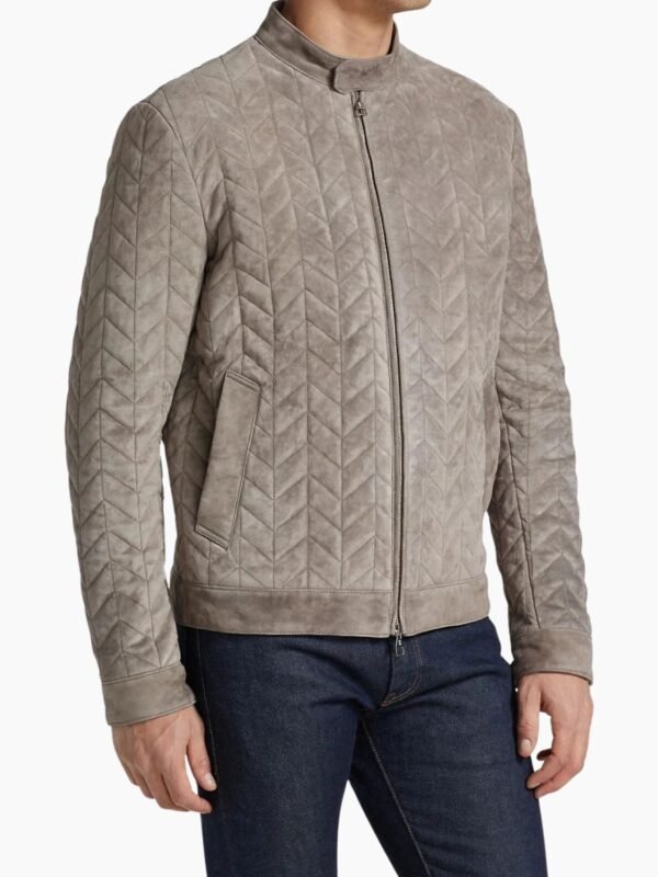 Padded Real Suede Biker Leather Jacket