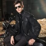 Party Style Mens Black Leather Biker and Bomber Jacket