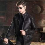 Party Style Mens Black Leather Biker and Bomber Jacket