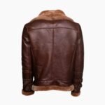 Phan's Brown Aviator Bomber Shearling Jacket With A Waist Belt