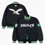 Philadelphia Eagles Green and White Rib Bomber Black Jacket