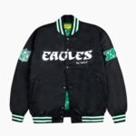 Philadelphia Eagles Green and White Rib Bomber Black Jacket