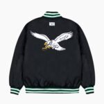 Philadelphia Eagles Green and White Rib Bomber Black Jacket