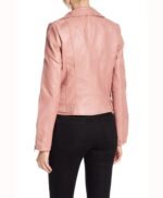 Pink Women's Hooded Real Leather Jacket
