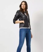 Plain Stylish Black Trending Bomber Leather Jacket For Women