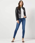 Plain Stylish Black Trending Bomber Leather Jacket For Women