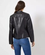 Plain Stylish Black Trending Bomber Leather Jacket For Women