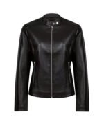 Plain Stylish Black Trending Bomber Leather Jacket For Women