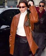 Premium Bella Hadid Leather Trench Coat