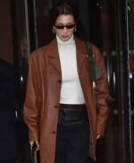 Premium Bella Hadid Leather Trench Coat