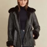 Premium Black Faux Fur Hooded Belted Leather Jacket