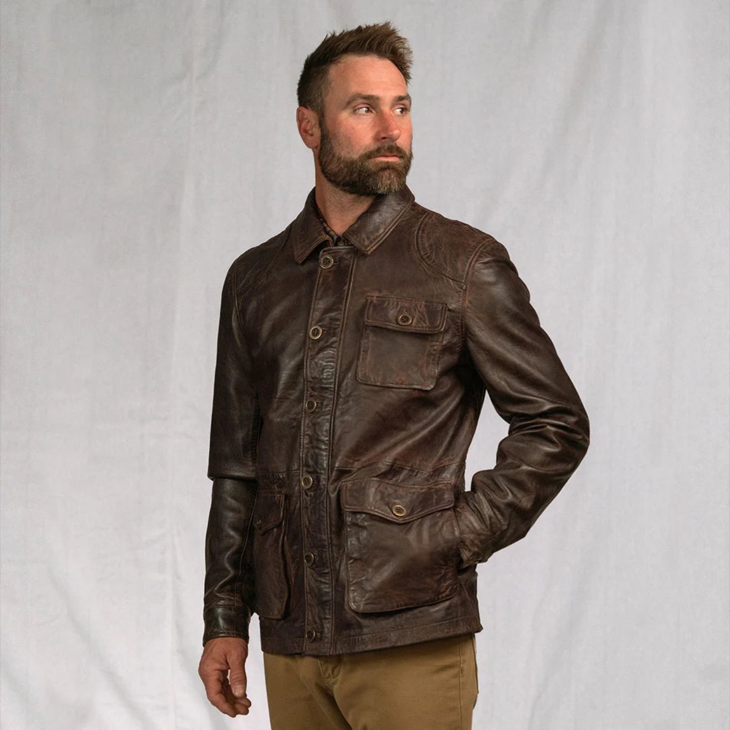Premium Men's Brown Leather Barn Jacket Premium Men's Brown Leather Barn Jacket