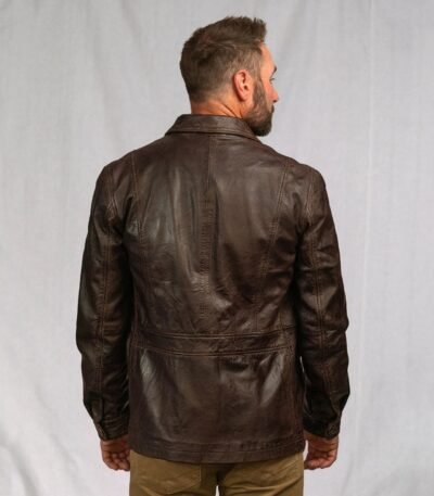 Premium Men's Brown Leather Barn Jacket