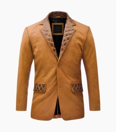 Premium Mustard Leather Blazer