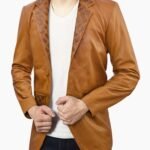 Premium Mustard Leather Blazer