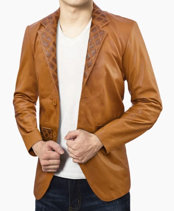 Premium Mustard Leather Blazer