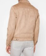 Premium Real Suede Trucker Jacket in Cappuccino Color Leather Jacket