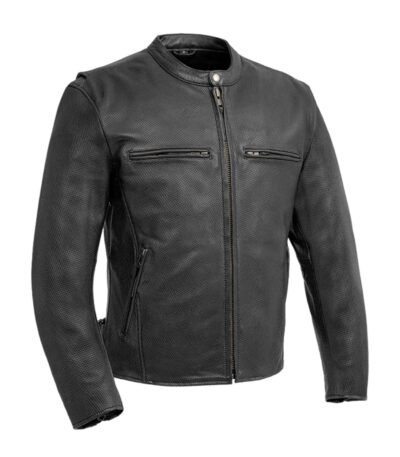 Premium Turbine Men's Motorcycle Perforated Leather Jacket