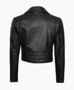 Premium Women Asymmetrical Black Cropped Moto Leather Jacket