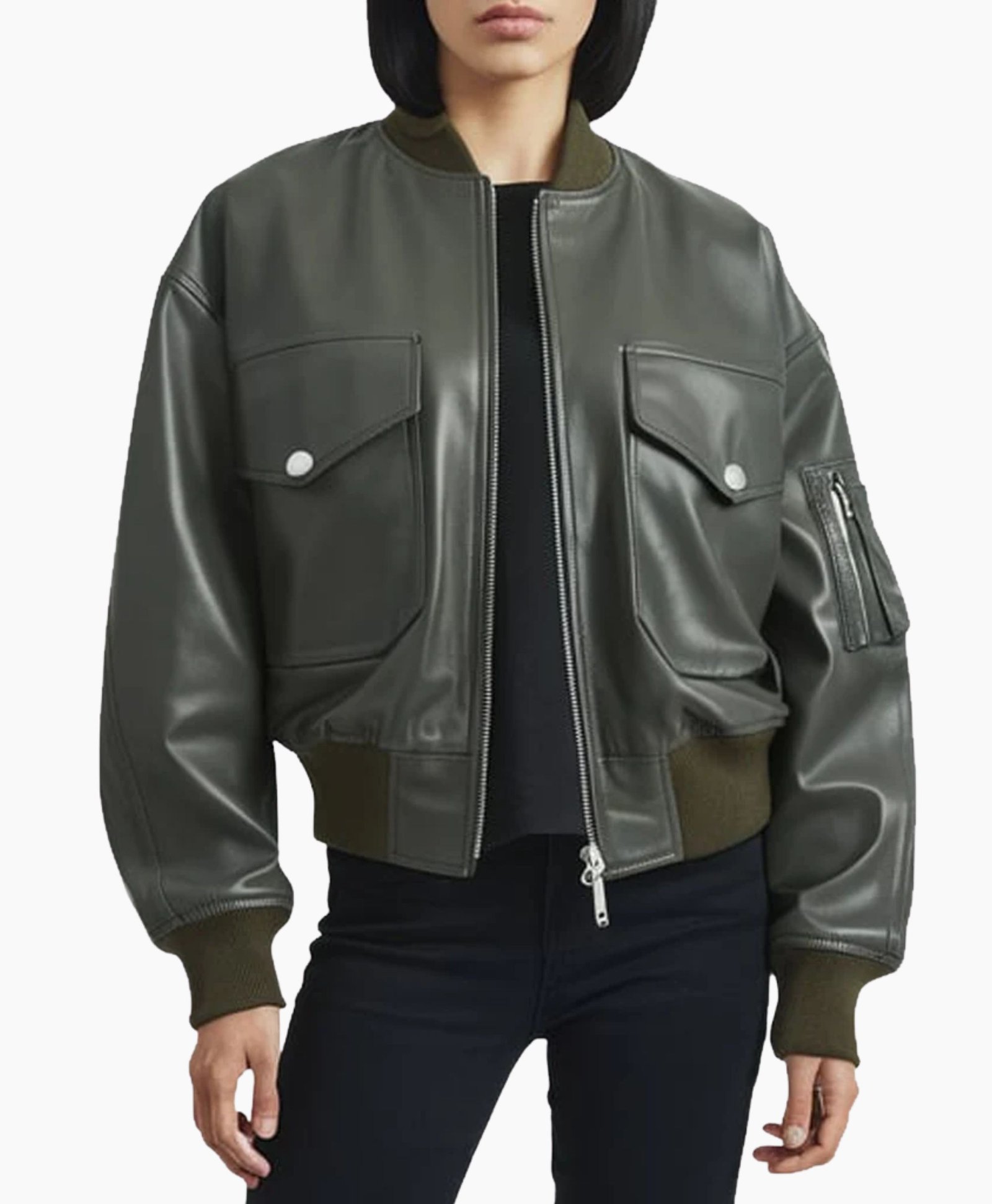 Premium Women Hooded Olive Leather Jacket Premium Women Hooded Olive Leather Jacket