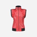Premium Women's Hooded Red Leather Jacket