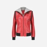 Premium Women's Hooded Red Leather Jacket