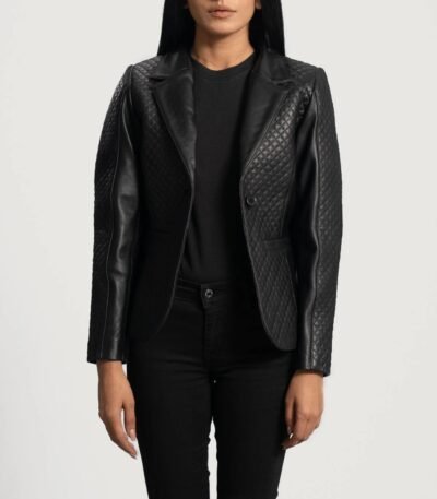 Quilted Black Leather Blazer