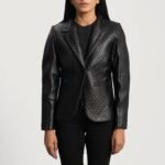 Quilted Black Leather Blazer