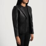 Quilted Black Leather Blazer