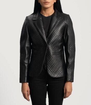 Quilted Black Leather Blazer