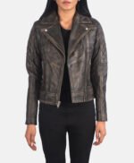 Quilted Distressed Brown Biker Jacket