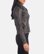 Quilted Distressed Brown Biker Jacket